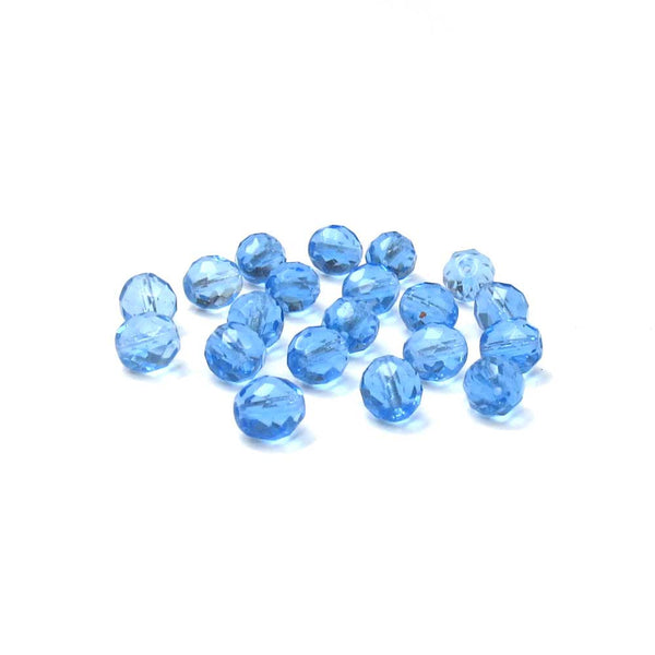 Sapphire, Round Faceted Fire Polished Beads-10mm; 20pcs