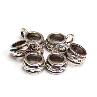 Iron Spacer Bead with Loop, Antique Silver, 12mm; 6 pieces