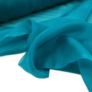 Teal, 100% Natural Silk Chiffon Fabric, 56/58" Wide- 1 Yard