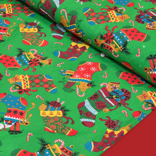Botas de Navidad - Poly/Cotton Print Fabric, 58" Wide