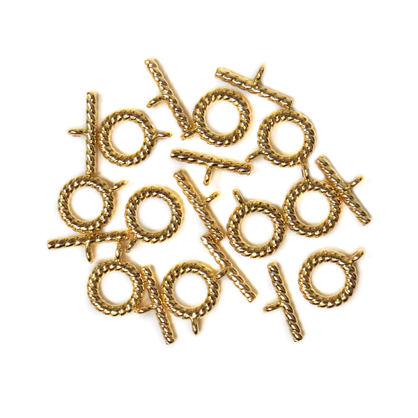 Toggle Clasp, Twisted Round- 10mm; 10pcs
