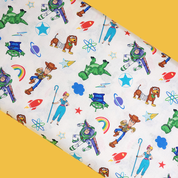 Toy Story, White - 100% Cotton Print Fabric, 44/45" Wide