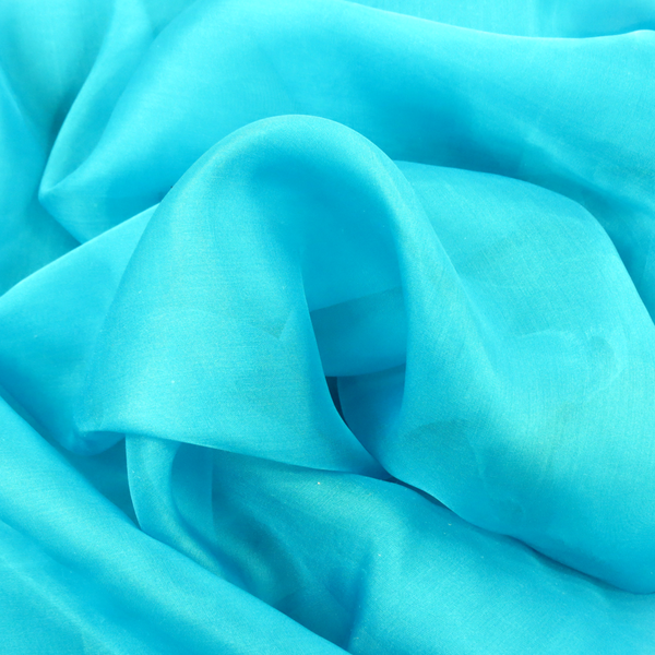Turquoise, 100% Natural Silk Chiffon Fabric, 56/58" Wide- 1 Yard