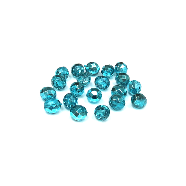Two Tone Metallic Turquoise, Round Faceted Fire Polished, 10mm-20pcs