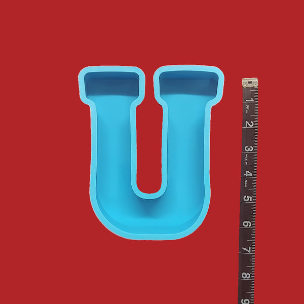U - Large Letter Silicone Mold for Resin; Approx. 6"