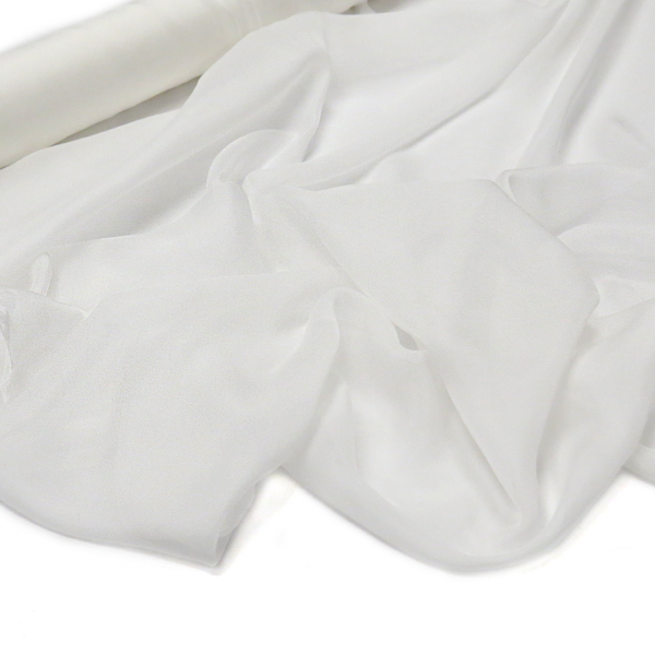 100% Natural Silk Chiffon Fabric, 56" - 58" - White