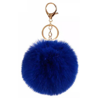 Llavero con Pom Pom, Azúl Royal/ Royal Blue Pom-Pom Keychain; 1 Piece