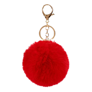 Llavero con Pom Pom, Rojo/ Red Pom-Pom Keychain; 1 Piece