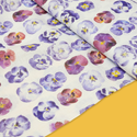 Violet Flowers - 100% Linen Print Fabric, 58" Wide