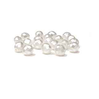 White Pearl, Round Faceted Fire Polished Beads- 10mm; 20pcs