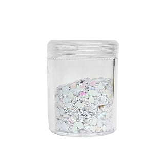 White AB Full Heart Shaped Glitter; 13 grams