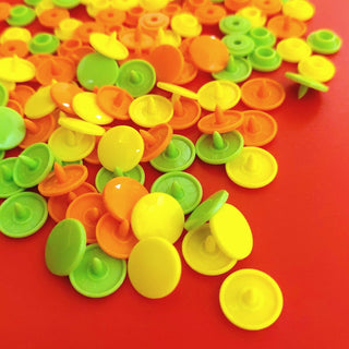 Yelllow, Orange, Green Plastic Snaps; 60 sets; Size 20