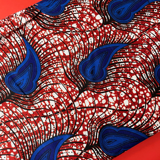 Red African Print Double Sided- 100% Cotton Print Fabric, 44/45" Wide
