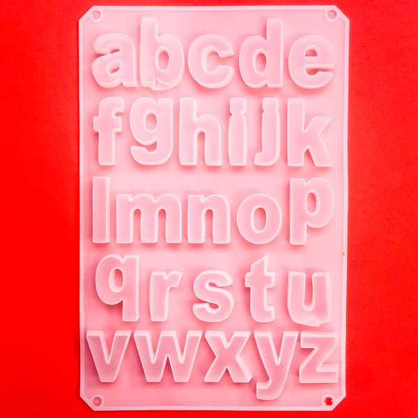 Molde de abecedario en letras minusculas- FONT II/ Alphabet Silicone Mold for Resin; Approx. 8" wide x 12" tall