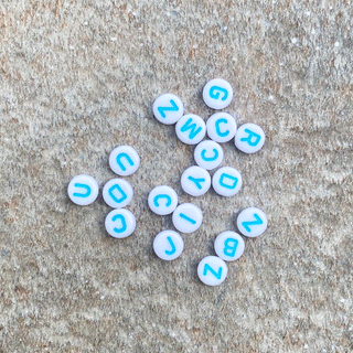 Light Blue Alphabet Beads; 28 grams