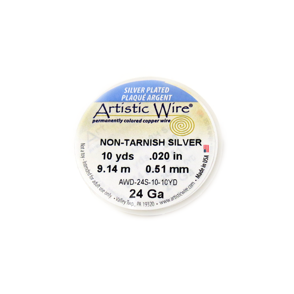 Artistic Wire, Silver Plated, 24 Gauge, 0.51mm - 10 yards