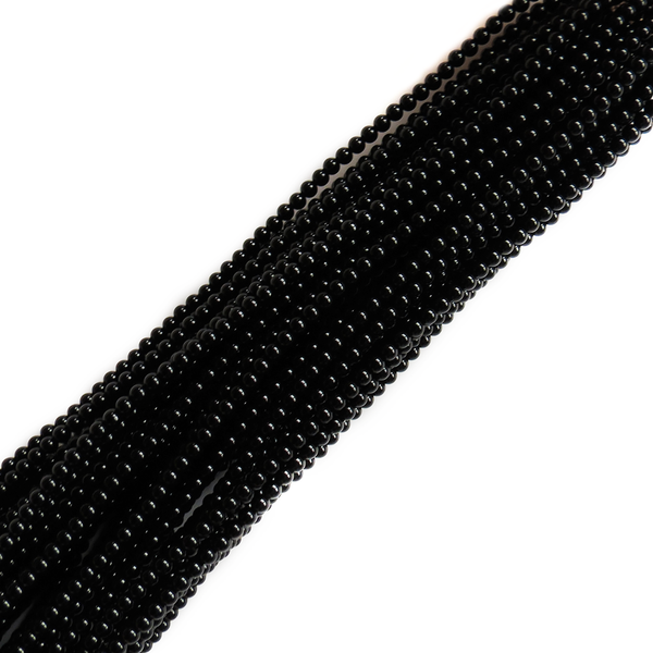 Black Onyx, Round, 4mm; 1 strand