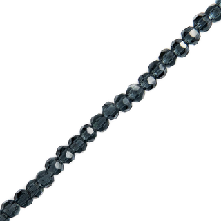 Dark Grey, Round Faceted Glass Bead, 4mm; 1 strand