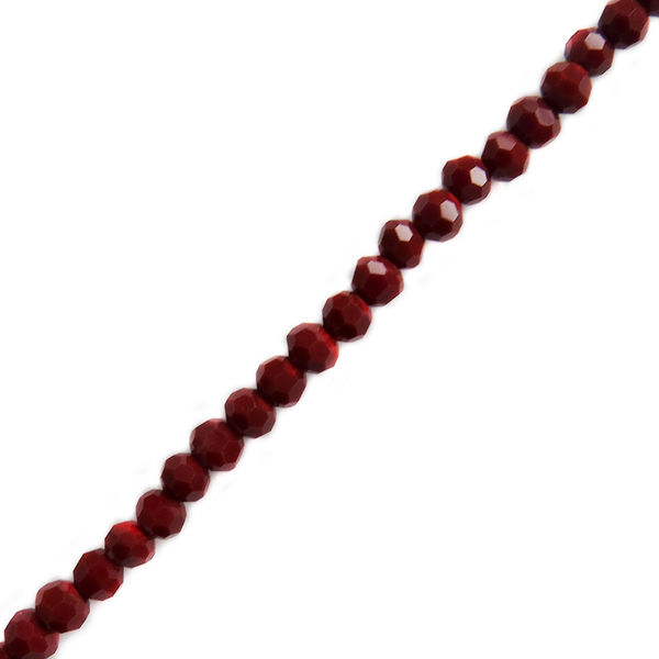 Burgundy Red, Round Faceted Glass Bead, 4mm; 1 strand