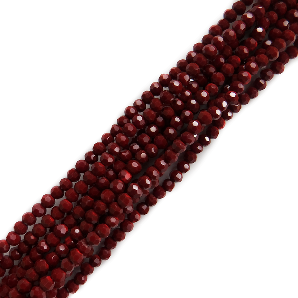 Burgundy Red, Round Faceted Glass Bead, 4mm; 1 strand