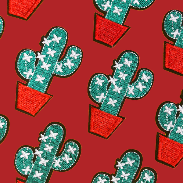 Cactus - Aplicacion bordada con pega ; 1 pieza