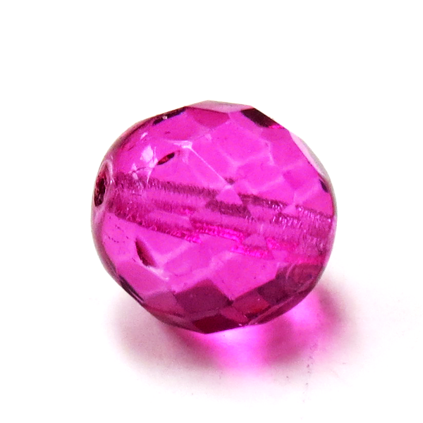 Magenta, Round Faceted Fire Polished Beads- 12mm; 20pcs