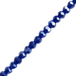 Cobalt AB, Round Faceted Glass Bead, 3mm; 1 strand