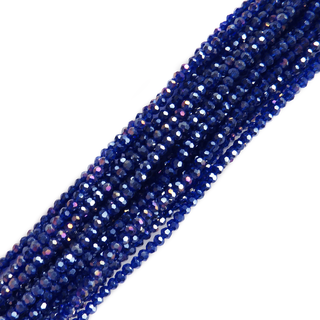Cobalt AB, Round Faceted Glass Bead, 3mm; 1 strand