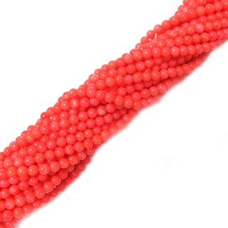 Smooth Round Pink Coral Beads, 4mm - 1 strand