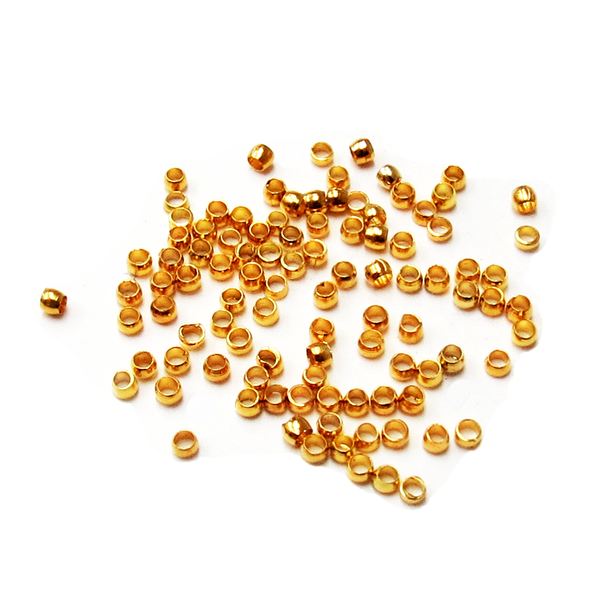 Crimp Beads, Gold Plated Brass- 2mm; 100pcs