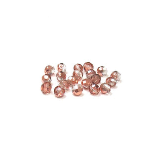 Crystal Rose Gold, Round Faceted Fire Polished; 8mm - 20 pcs