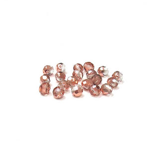 Crystal Rose Gold, Round Faceted Fire Polished; 8mm - 20 pcs