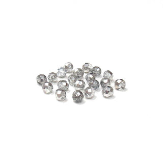 Crystal Silver, Round Faceted Fire Polished; 8mm - 20 pcs
