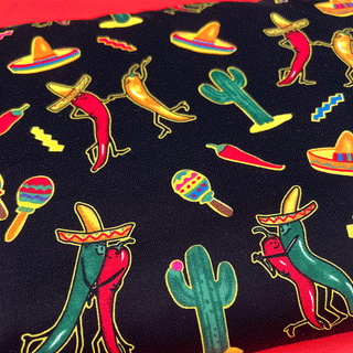Dancing Chilis- 100% Cotton Print Fabric, 44/45" Wide