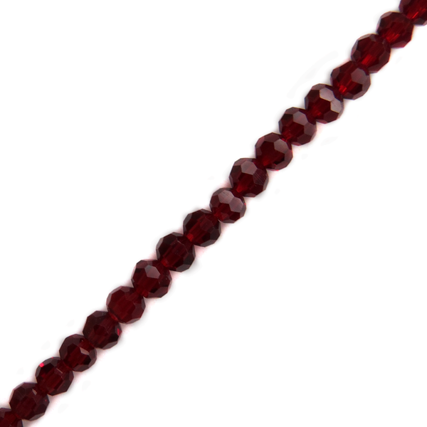 Dark Red, Round Faceted Glass Bead, 4mm; 1 strand