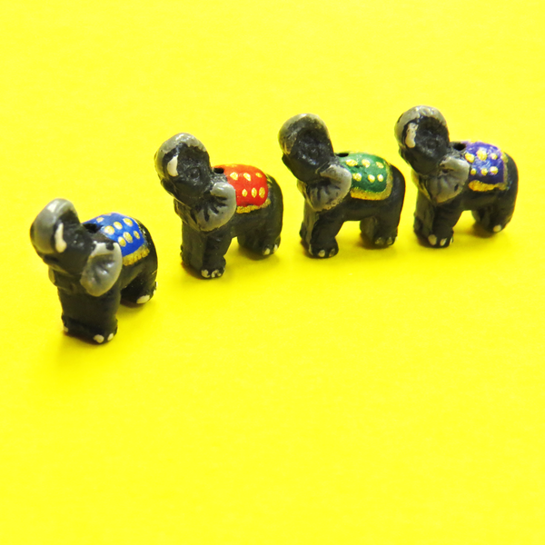 Teeny Tiny Elephant Ceramic Bead; 9mm - 1 piece