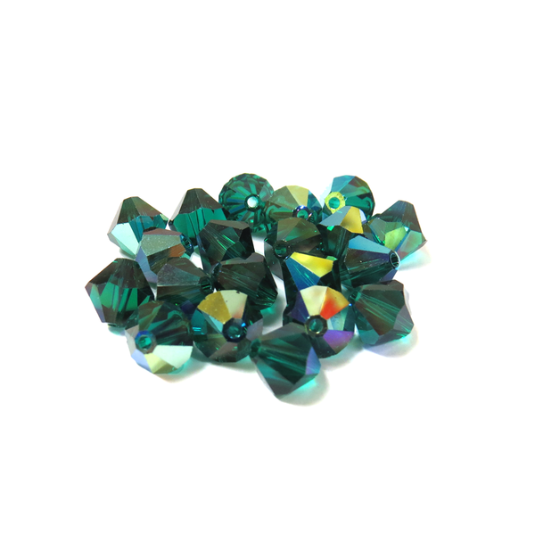 Swarovski Crystal, Bicone, 8MM - Emerald AB; 20pcs