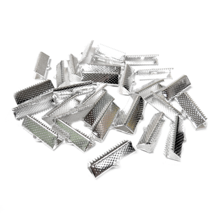 Iron Ribbon Ends, Silver Plated-28x5mm; 30pcs