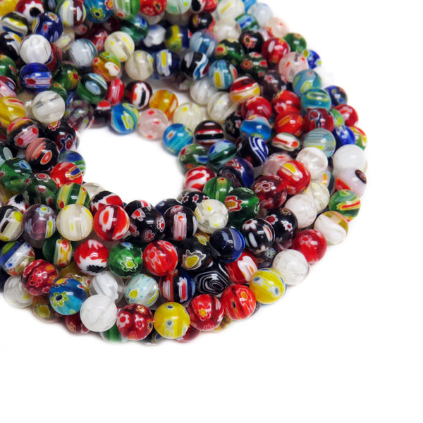 Large Round Millefiori, Multicolor, 10mm, 1 strand