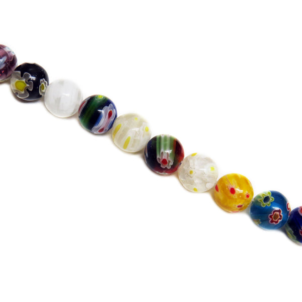 Large Round Millefiori, Multicolor, 10mm, 1 strand