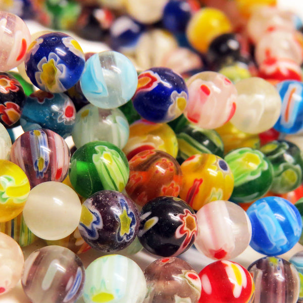 Mini Round Millefiori, 4mm, Multicolor, 1 Strand