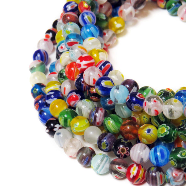 Mini Round Millefiori, 4mm, Multicolor, 1 Strand