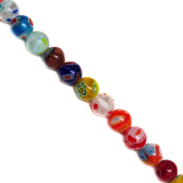 Mini Round Millefiori, 4mm, Multicolor, 1 Strand