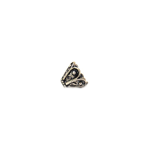 Small Fancy Cone Shaped End Cap, Sterling Silver, 6x8mm - 1 piece