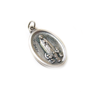 Our Lady of Fatima Italian Charm, Antique Silver, 25x16mm - 1 piece