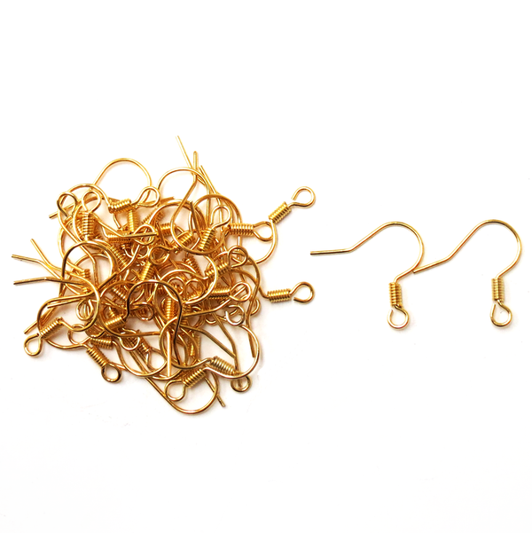 Iron Fish Hooks, Gold; 50pcs