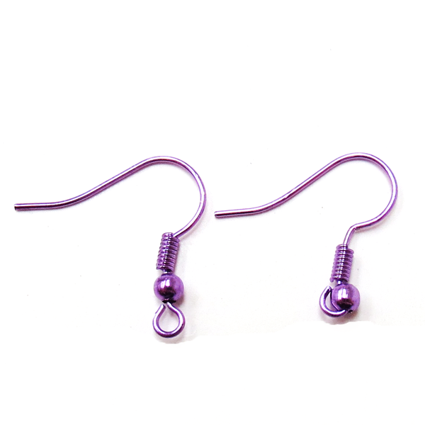 Fish Hooks, Brass- Metallic Purple; 40pcs