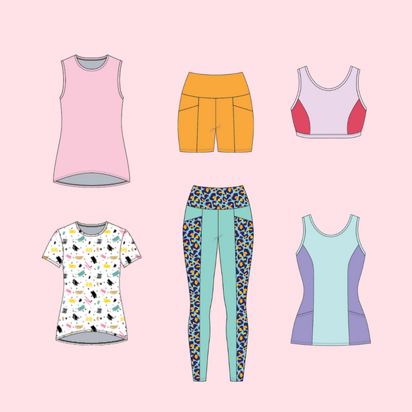 6 PDF Pattern Bundle! Sophie Fitted Tank and Sports Bra, Nereida T-shirt & Tank Top, Elizabeth Leggings & Shorts