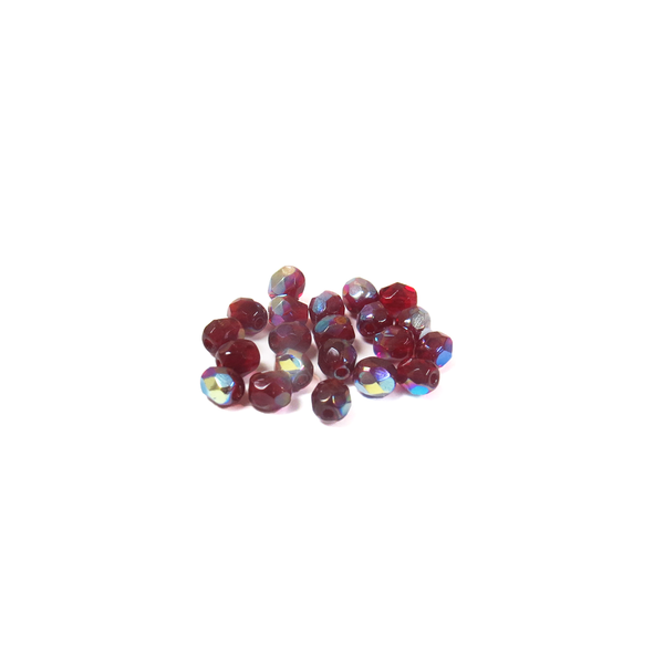 Garnet AB, Round Faceted Fire Polished; 4mm - 20 pcs