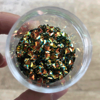 Christmas Green AB Triangle Shaped Glitter; 11 grams